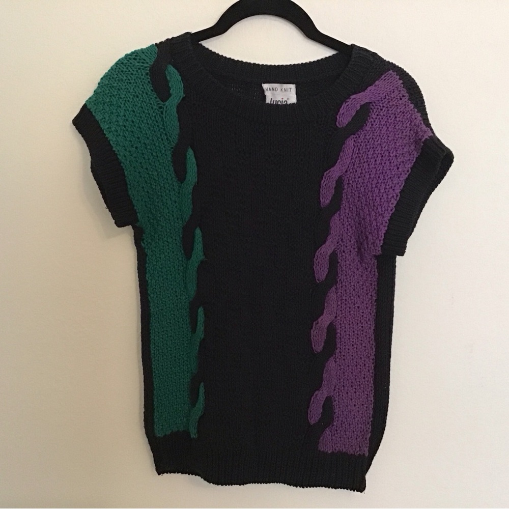 Vintage 80’s Hand Knit Sweater With Flame Design